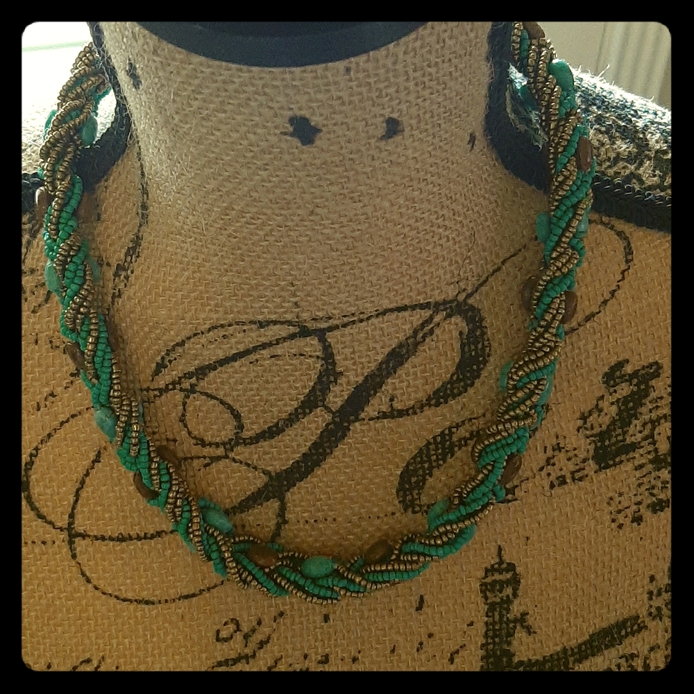 Gorgeous brown and turquoise color necklace